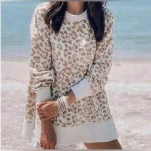 Aerie oversized leopard print crew neck in size small
